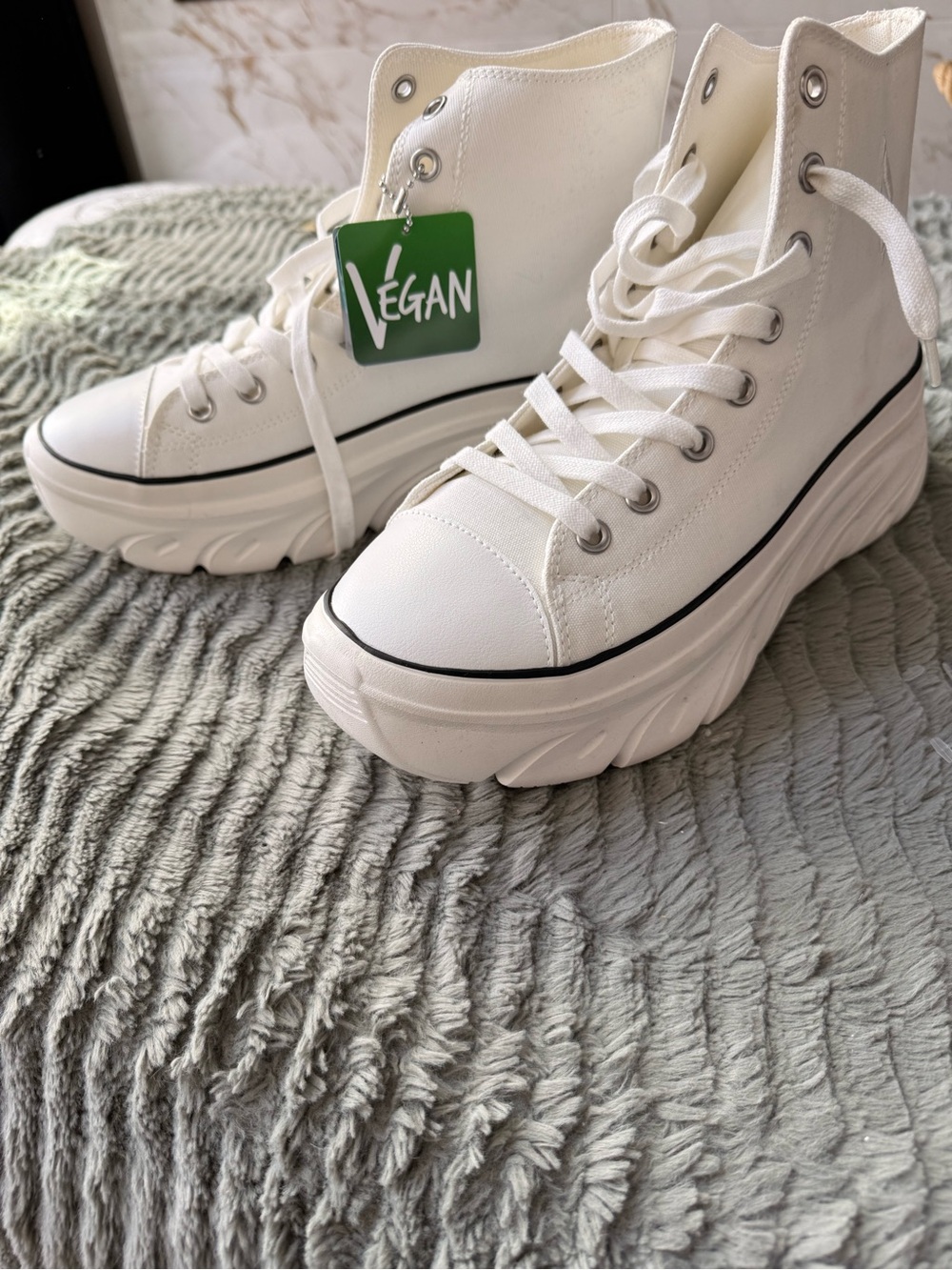 Skechers White High-Top Vegan Platform Sneakers